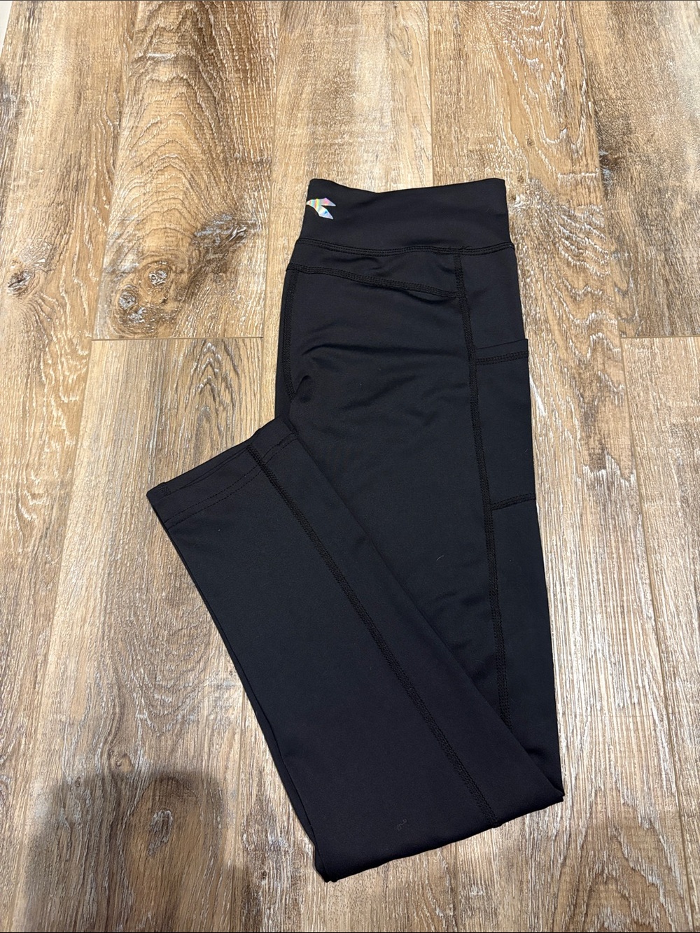 Diadora Black Kids Athletic Leggings with Subtle Logo